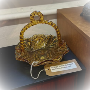 Amber Art Glass Basket