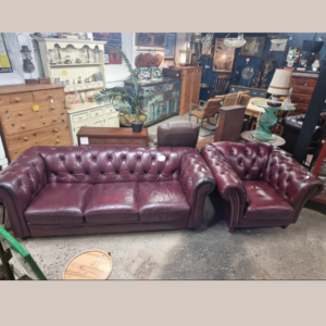 Oxblood Chesterfield Sofa and Chair
