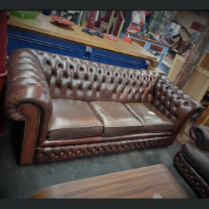 Brown Leather Chesterfield Sofa