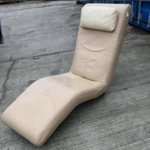Cream Leather Chaise