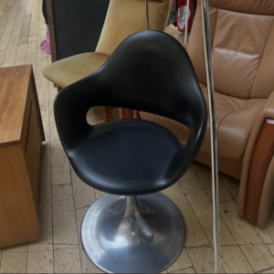 Black Leather Tulip Chair