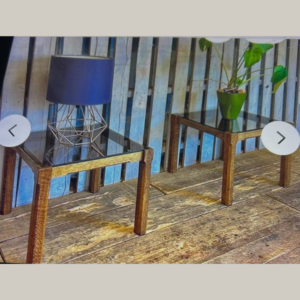 Smoked Glass Oak Side Tables