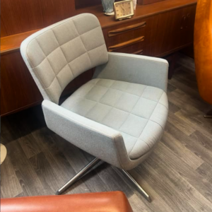 1980s Blue Wool Swivel Chair