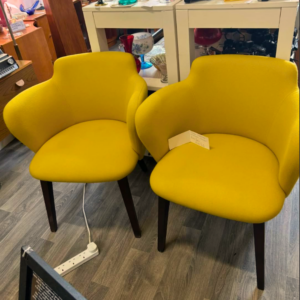 Pair of Mustard Wool Occassional Chairs