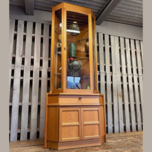 1970s Nathan Teak Corner Shelving Cabinet