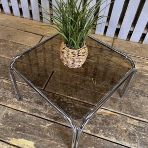 1970s Bauhaus Tubular Chrome Smoked Glass Coffee Table
